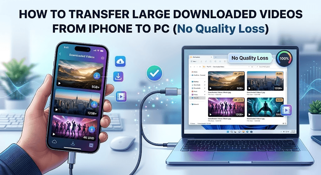 How to Transfer Large Downloaded Videos from iPhone to PC (No Quality Loss)